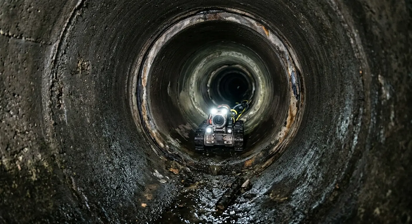 Robotic sewer camera inspecting pipe interior for Sewer Line Repair in Decatur